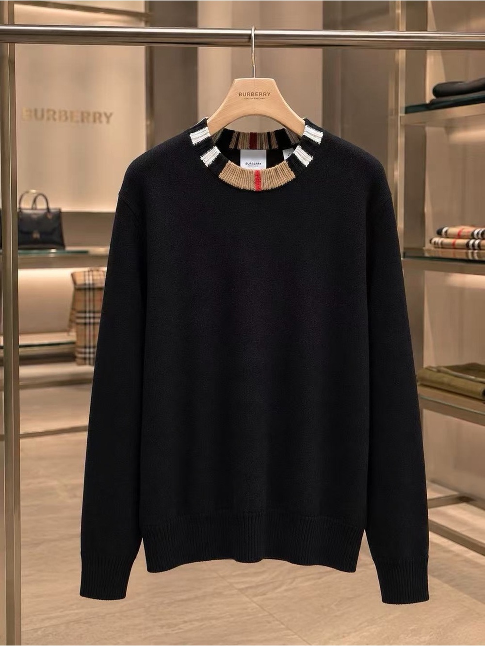 Burberry Icon Stripe Cashmere Sweater Black Size XL